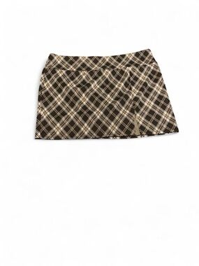 Plaid Mini Skirt in Black Brown and Cream